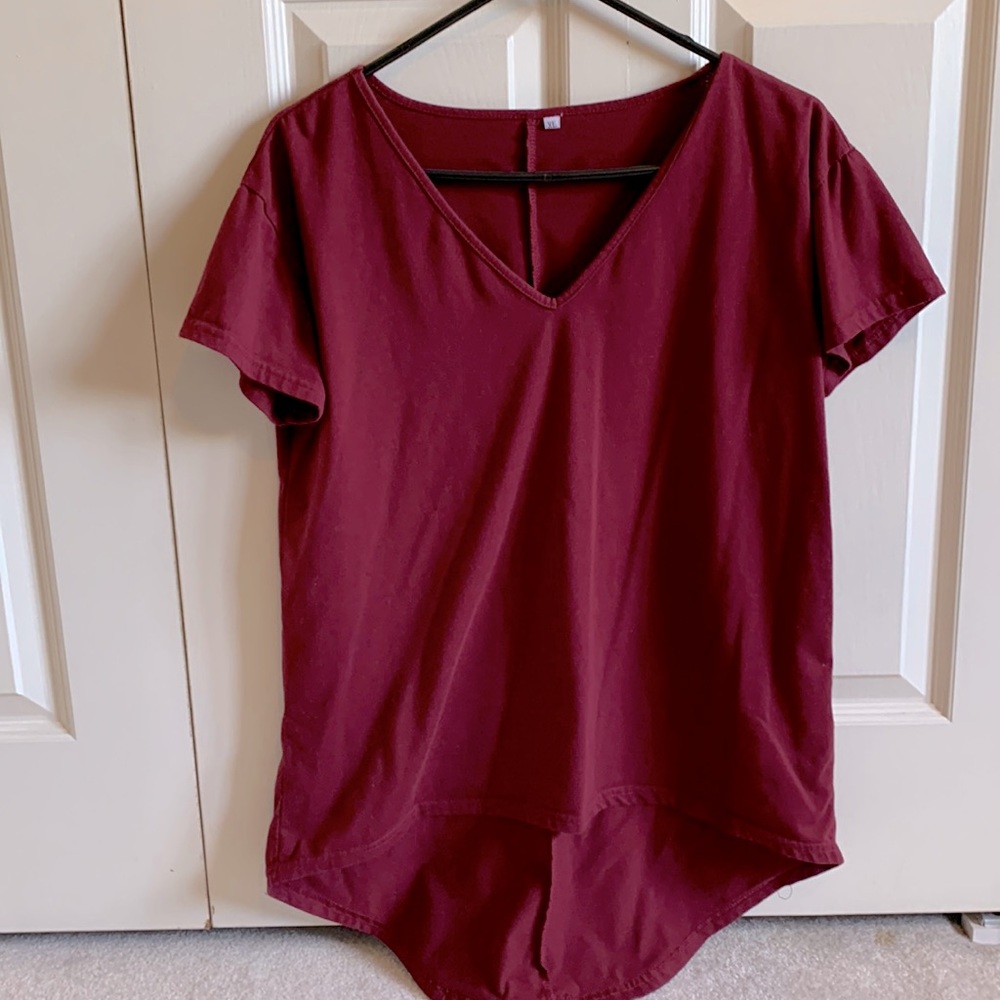 XL Burgundy v-neck top